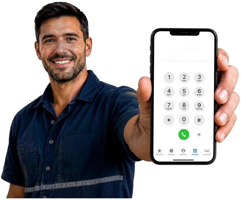 Plumber on the phone taking a Elizabeth Bay callout