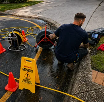 Burst drain pipe being repaired in Elizabeth Bay